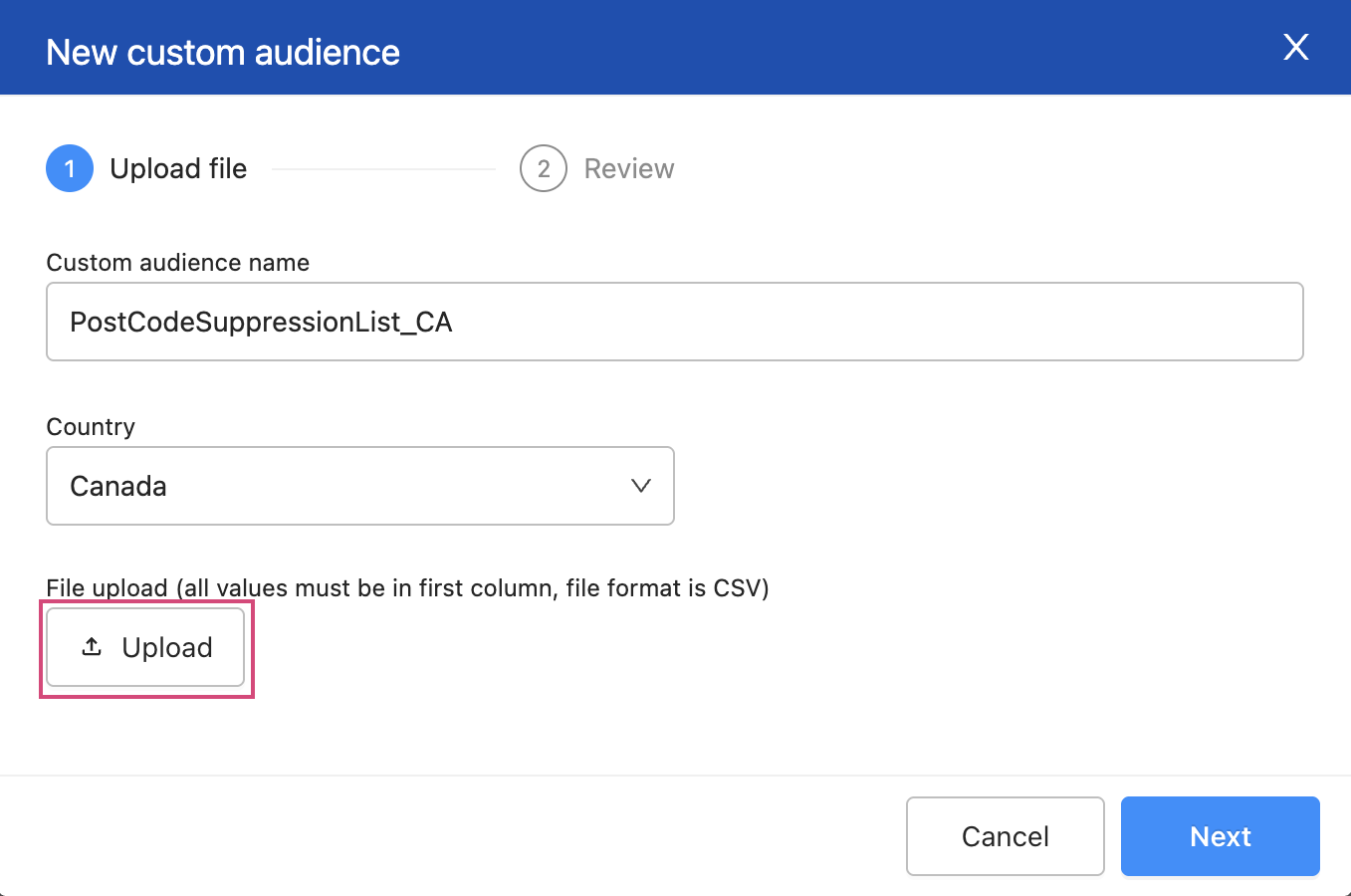 Custom Audience Import