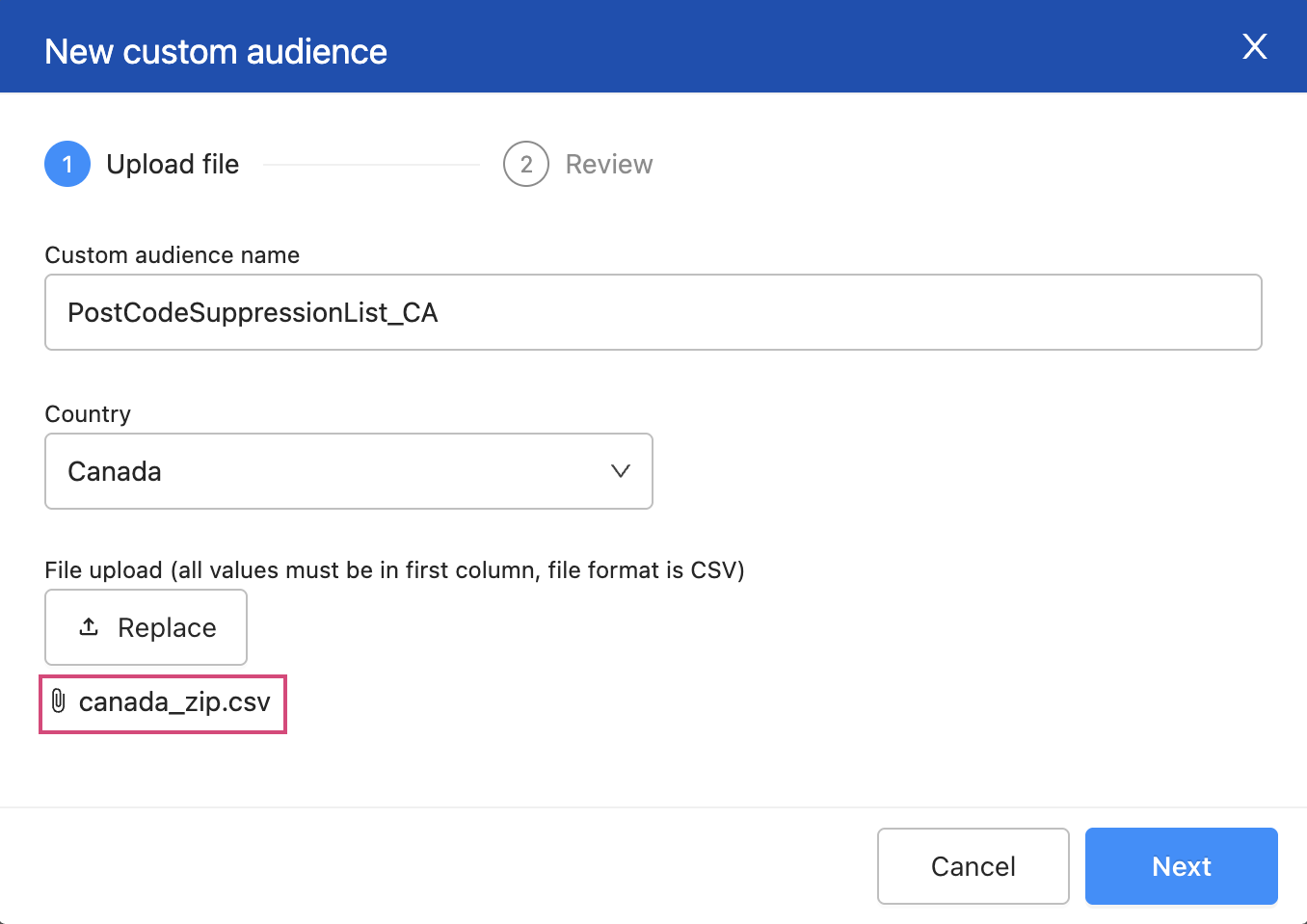 Custom Audience Import