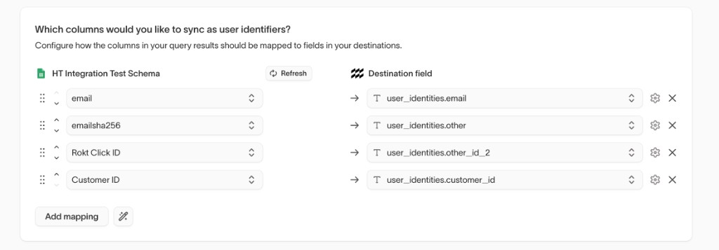 Mappage des identités des utilisateurs Hightouch