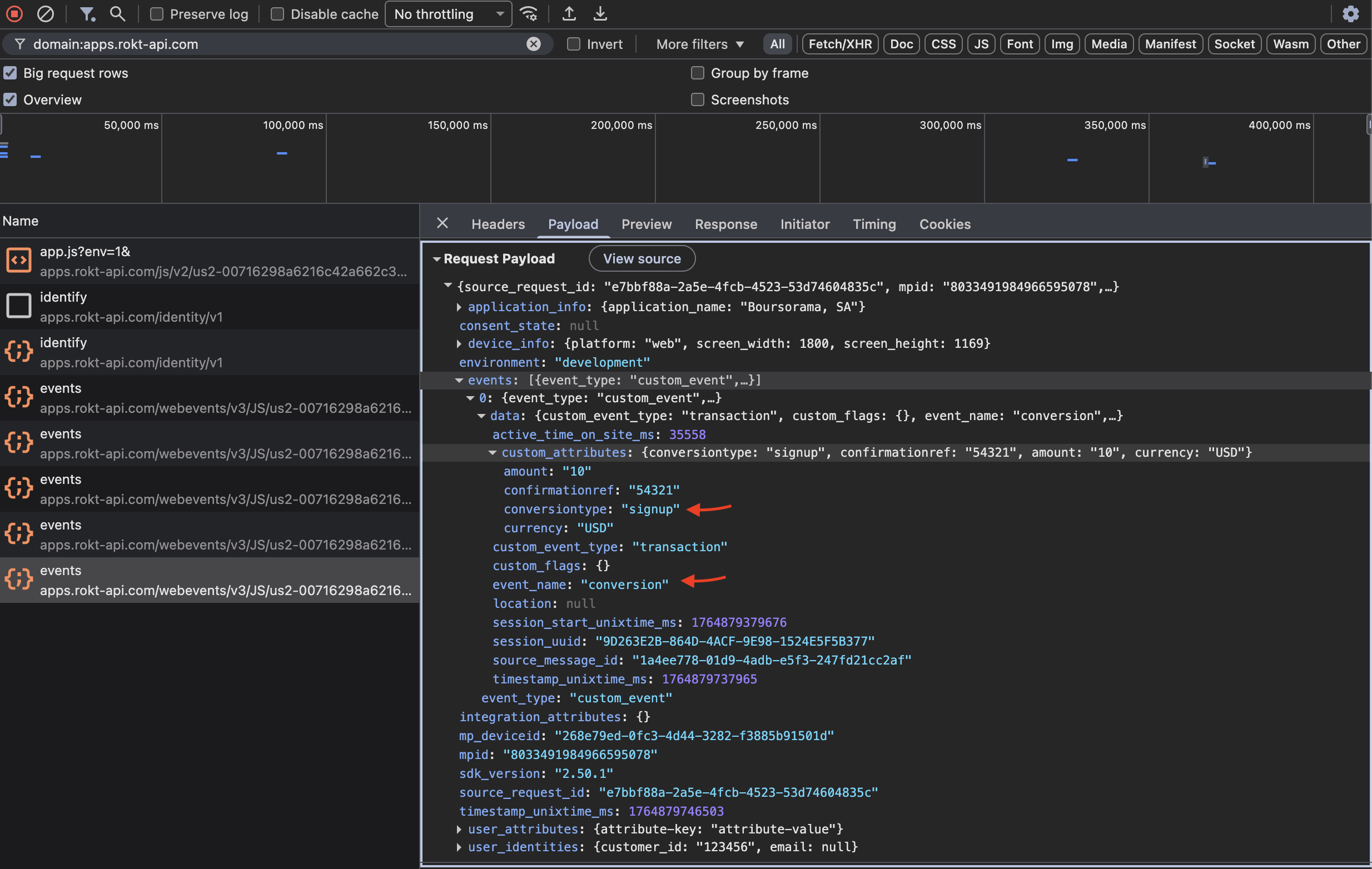 Test d'intégration du SDK Web