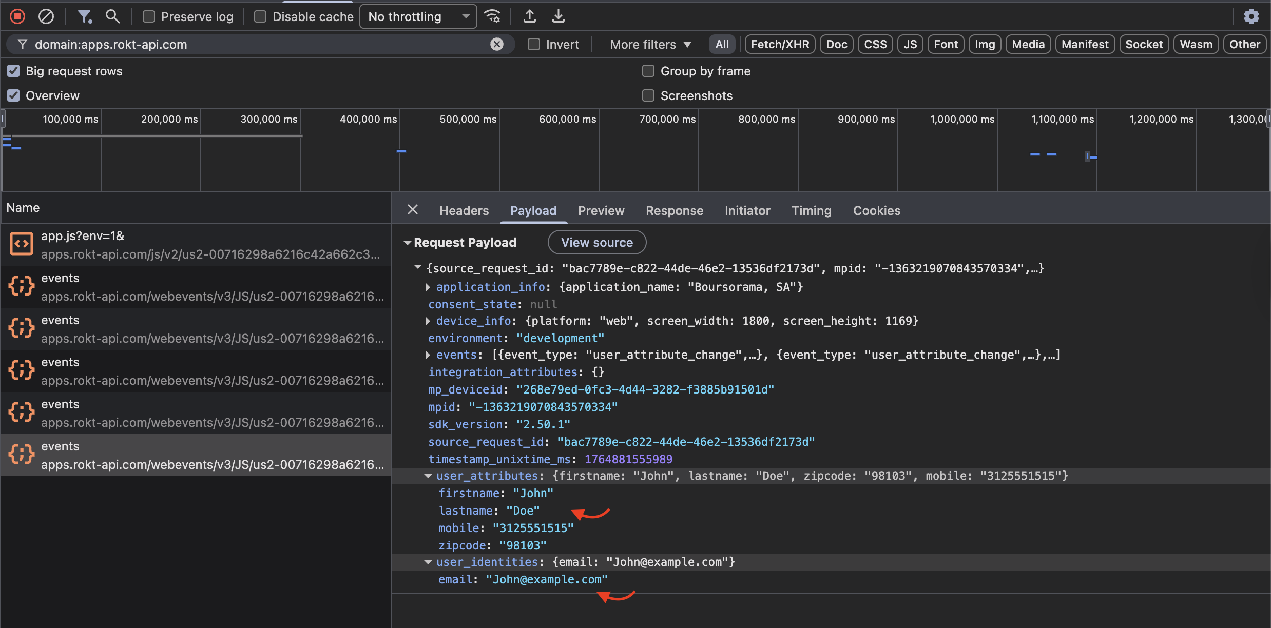 Test d'intégration du SDK Web