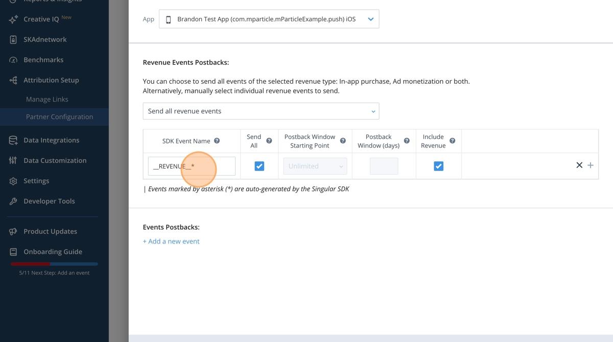 Étape 15 - Configurer les événements