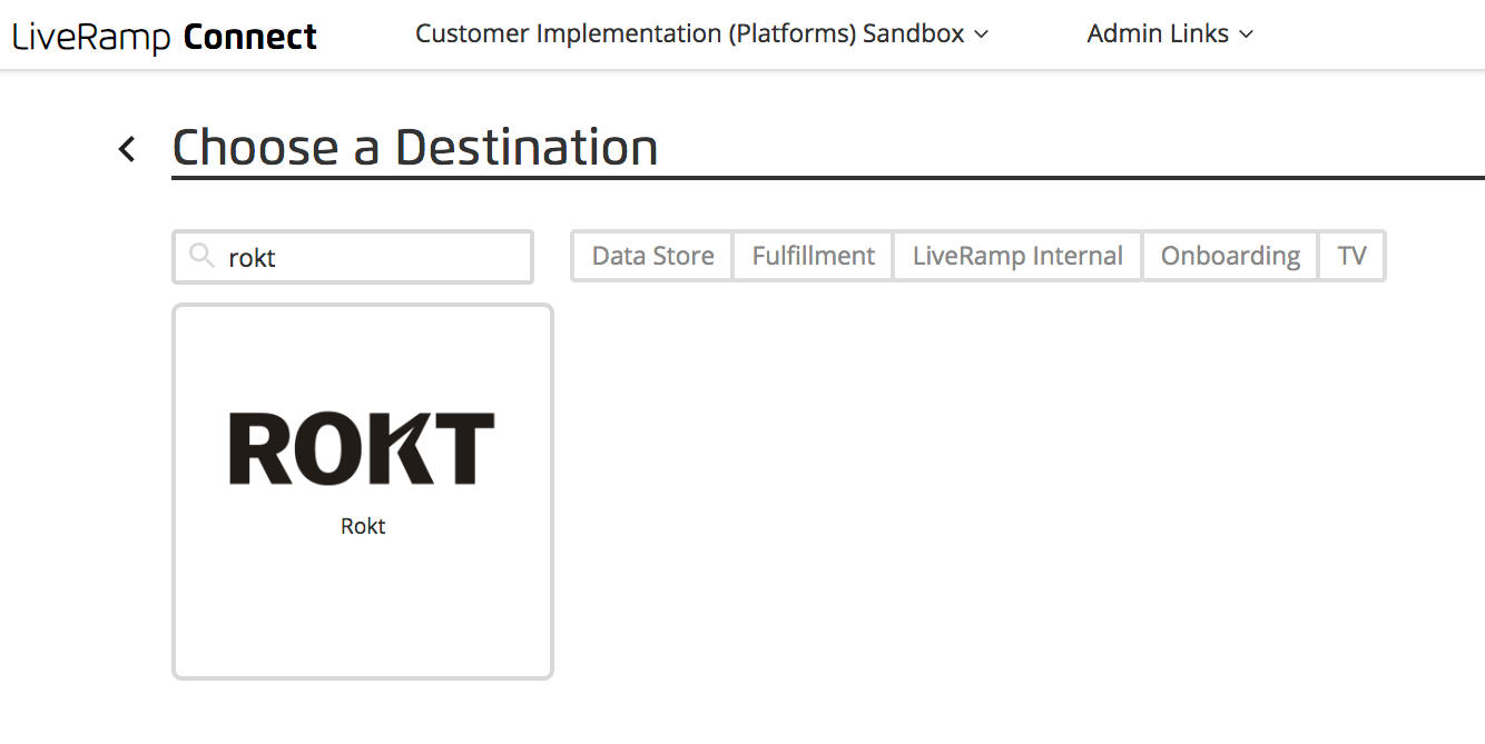 LiveRamp Connect - Choisir une Destination