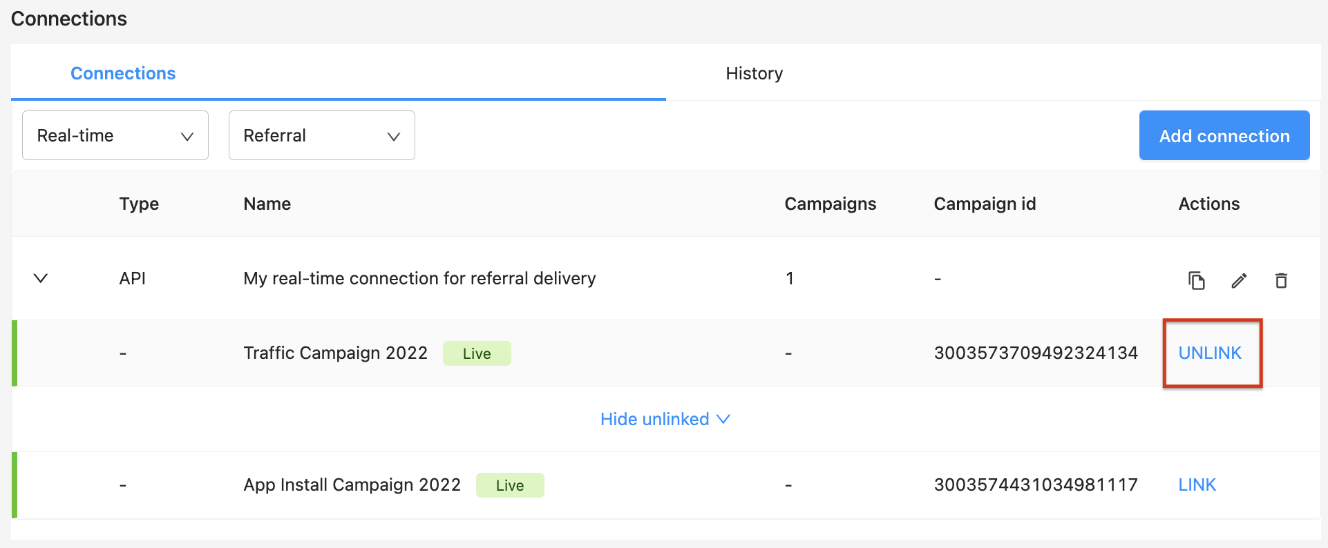 Exportation de Références via API