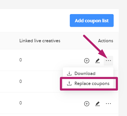 Coupons Replacement